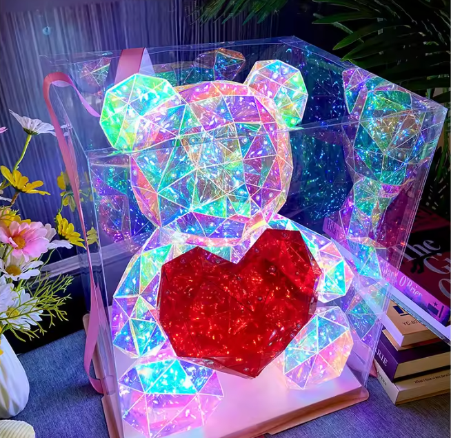 Osito luminoso con un corazón romántico
