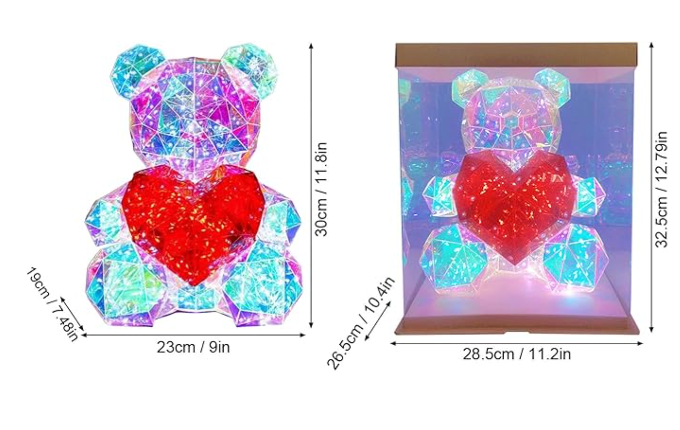 Osito luminoso con un corazón romántico